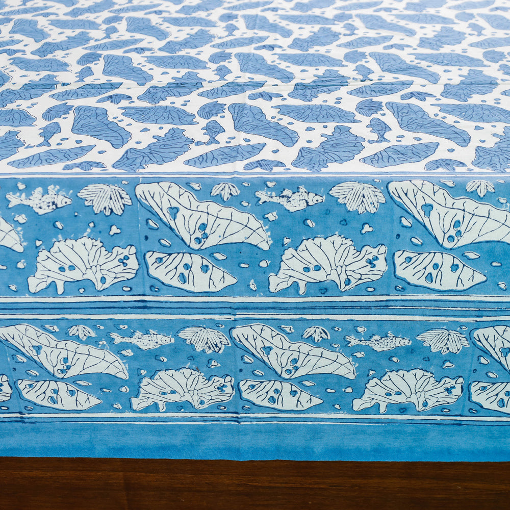 Blue - Block Print Cotton Double Sanganeri Bed Sheet