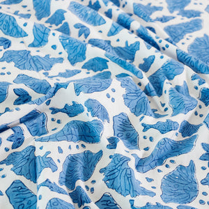 Blue - Block Print Cotton Double Sanganeri Bed Sheet