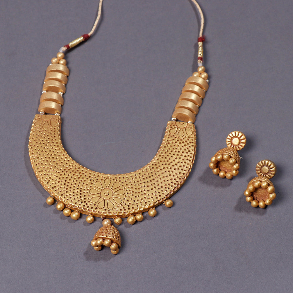 Bishnupur Handpainted Terracotta Necklace Set