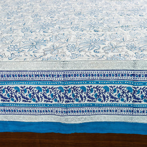 Blue - Block Print Cotton Double Sanganeri Bed Sheet