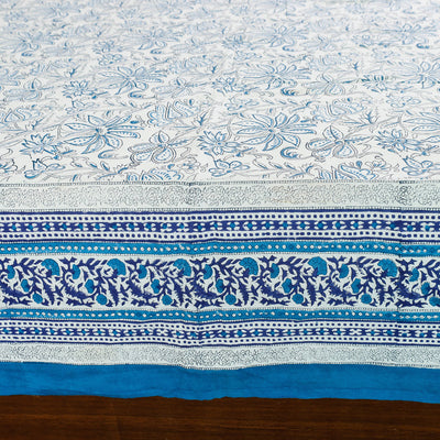 Blue - Block Print Cotton Double Sanganeri Bed Sheet
