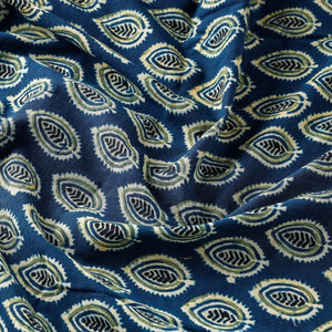 Blue - Ajrakh Block Printed Natural Dyed Cotton Fabric