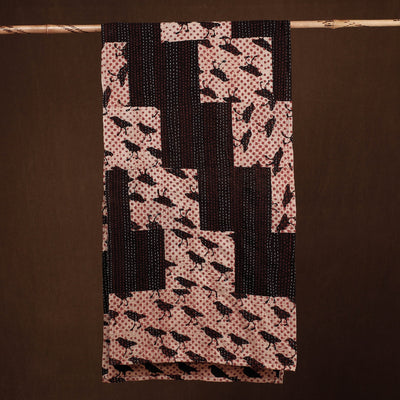 Black - Patchwork Reversible Block Printed Tagai Cotton Stole