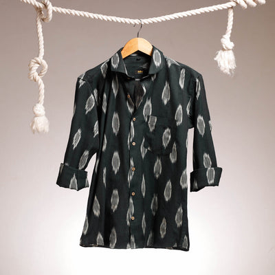 Black - Ikat Cotton Men Full Sleeve Shirt