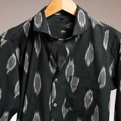 Black - Ikat Cotton Men Full Sleeve Shirt