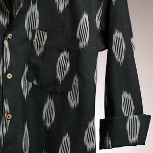 Black - Ikat Cotton Men Full Sleeve Shirt