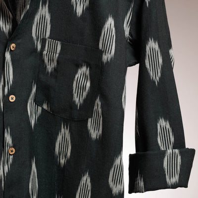Black - Ikat Cotton Men Full Sleeve Shirt