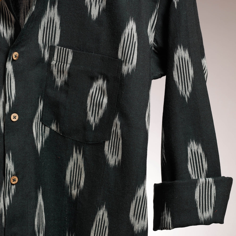 Black - Ikat Cotton Men Full Sleeve Shirt