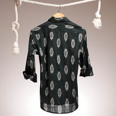Black - Ikat Cotton Men Full Sleeve Shirt