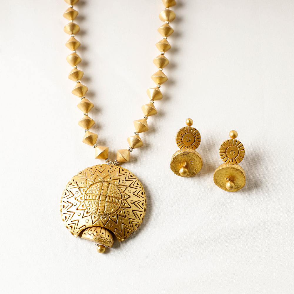 Bishnupur Handpainted Terracotta Necklace Set