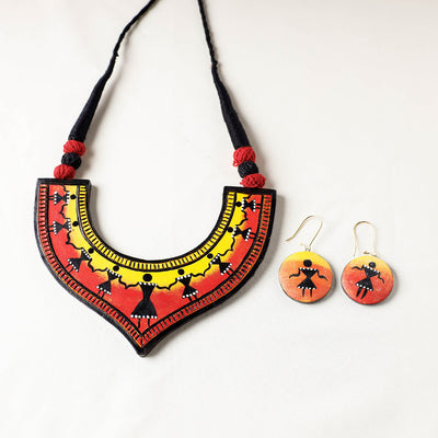Bishnupur Handpainted Terracotta Necklace Set