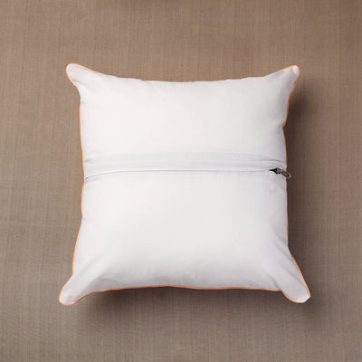 Beige - Sanganeri Block Printed Cotton Cushion Cover (16 x 16 in)