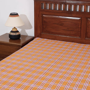 Brown - Mangalagiri Handloom Cotton Single Bedcover (85 x 60 in)