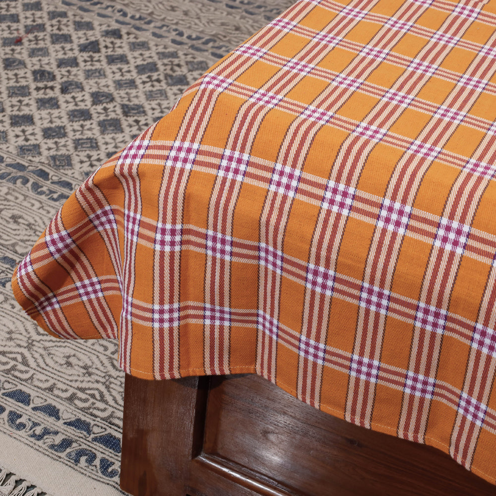Brown - Mangalagiri Handloom Cotton Single Bedcover (85 x 60 in)