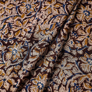 Brown - Kalamkari Block Printed Cotton Fabric