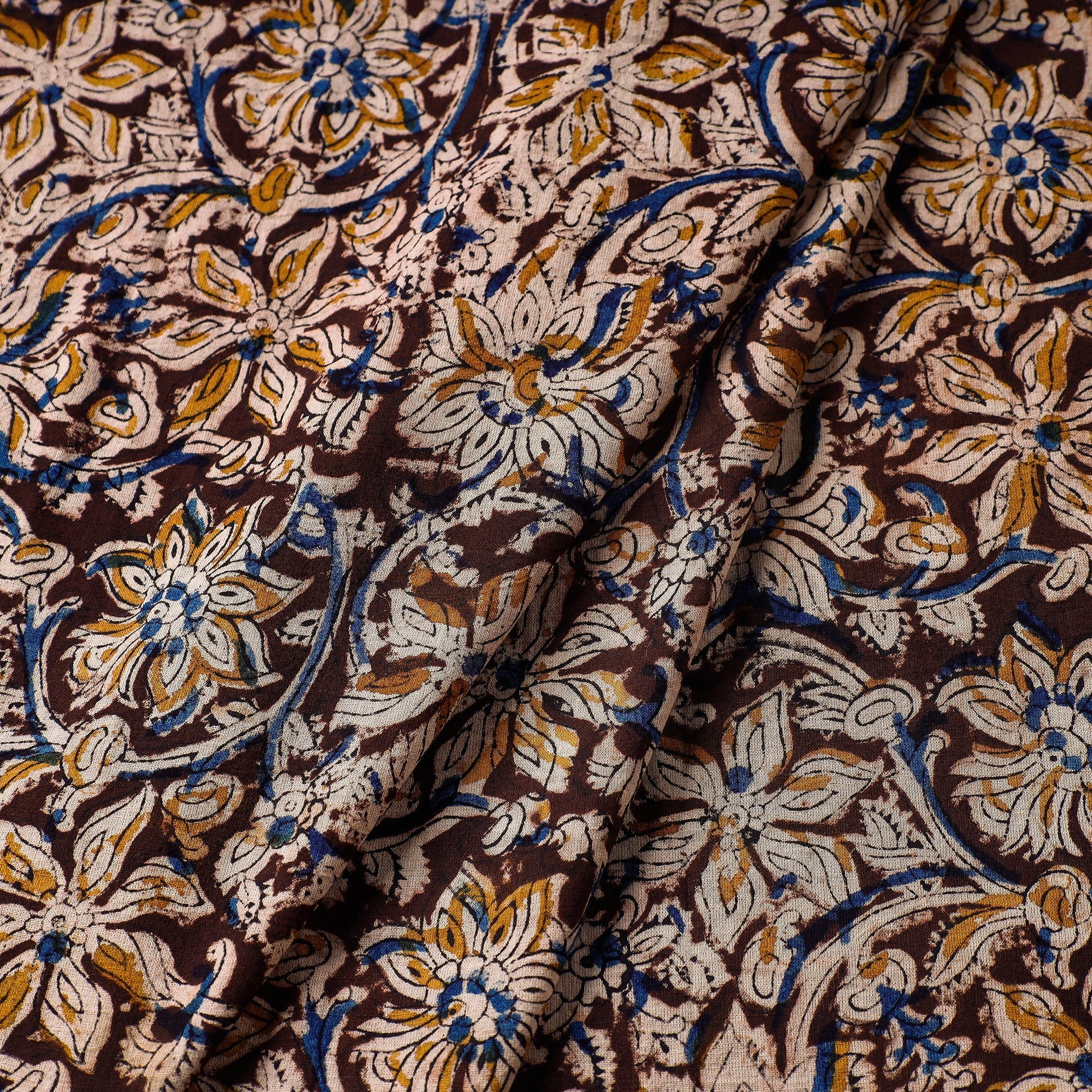 Brown - Kalamkari Block Printed Cotton Fabric