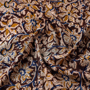 Brown - Kalamkari Block Printed Cotton Fabric