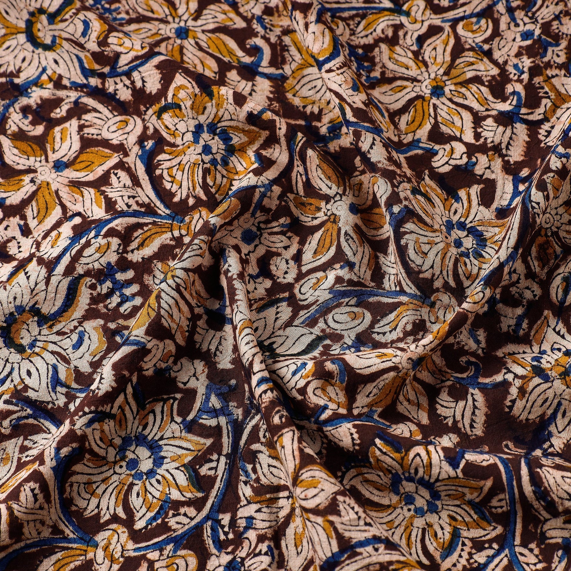 Brown - Kalamkari Block Printed Cotton Fabric