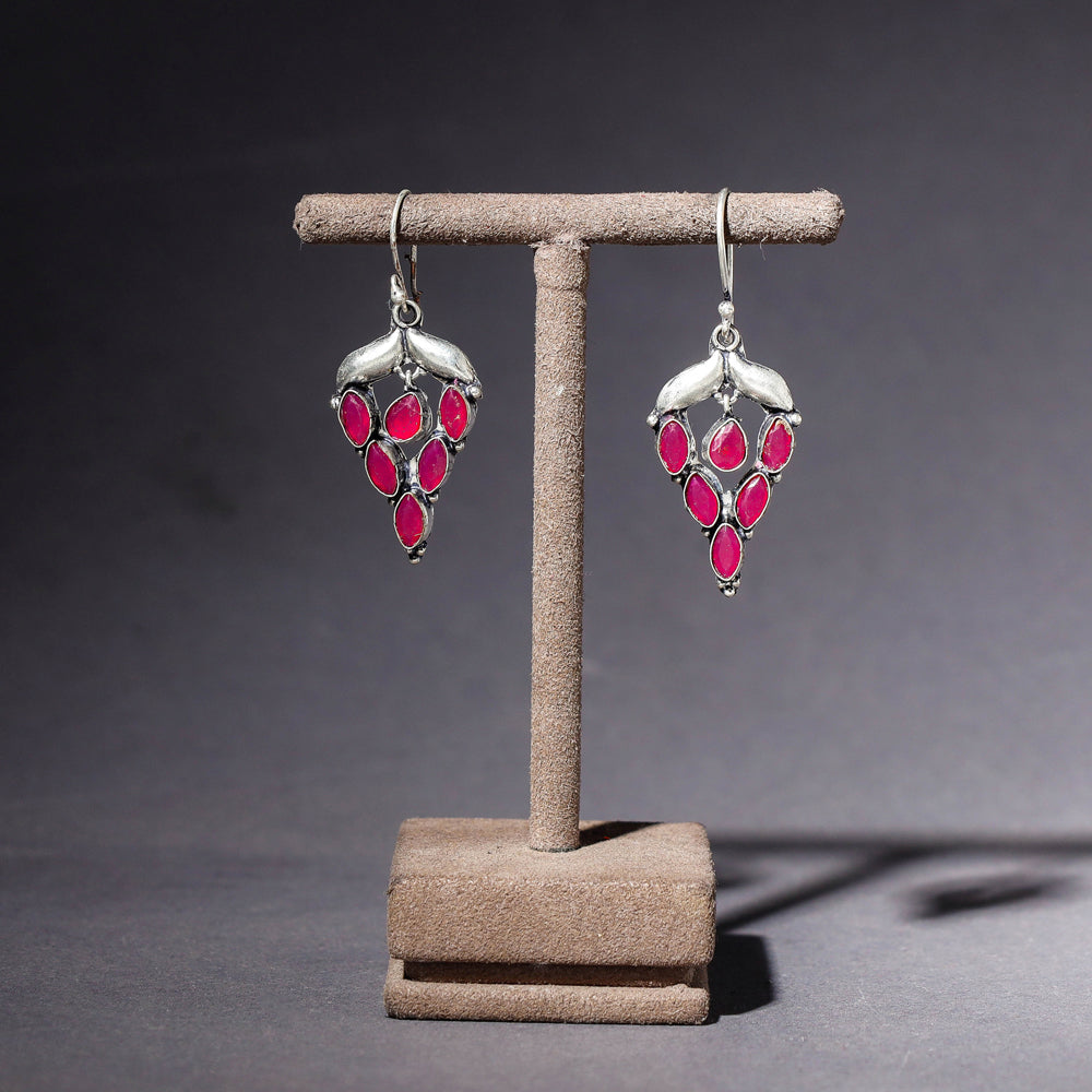 Antique Finish Oxidised German Silver Stone Earrings