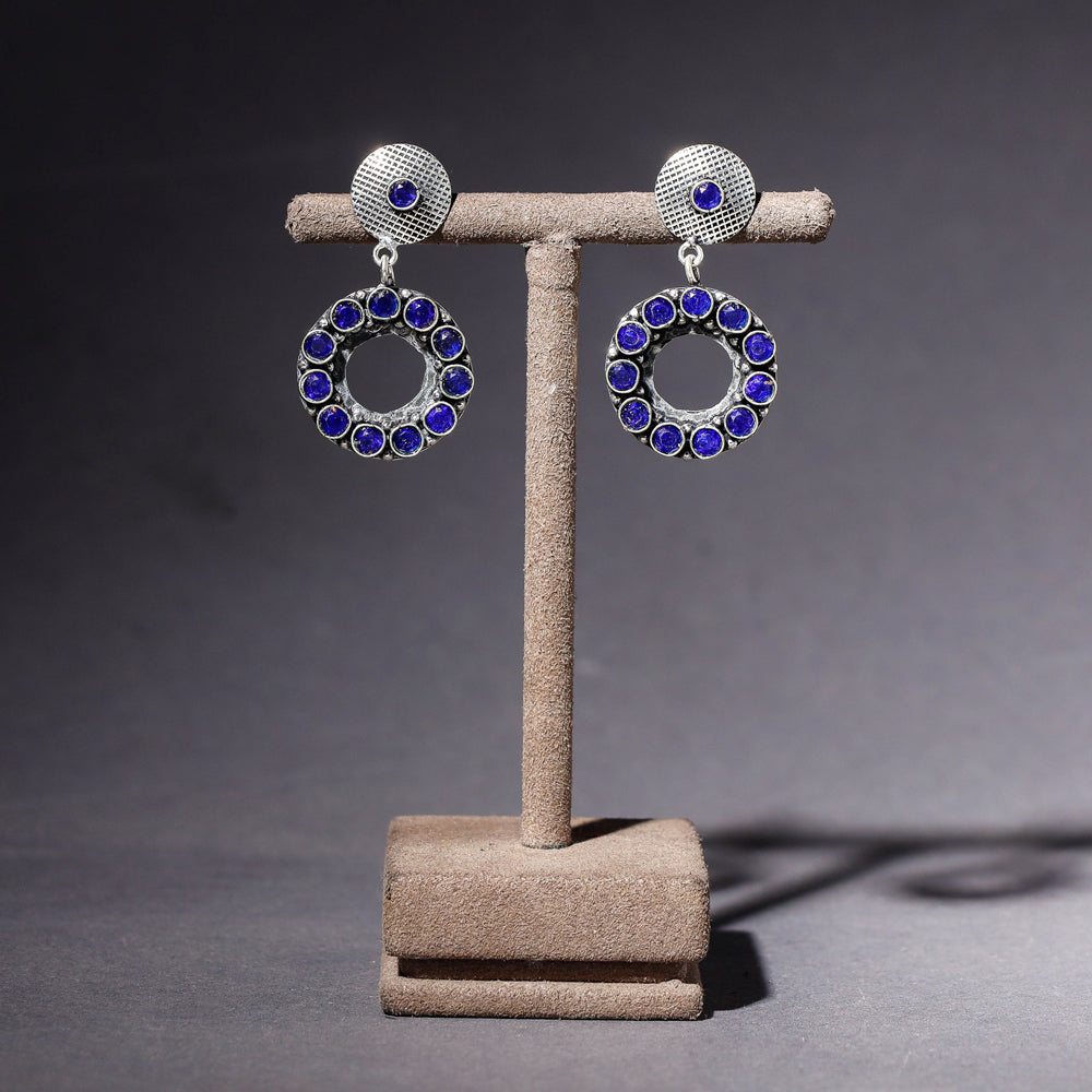 Antique Finish Oxidised German Silver Stone Earrings