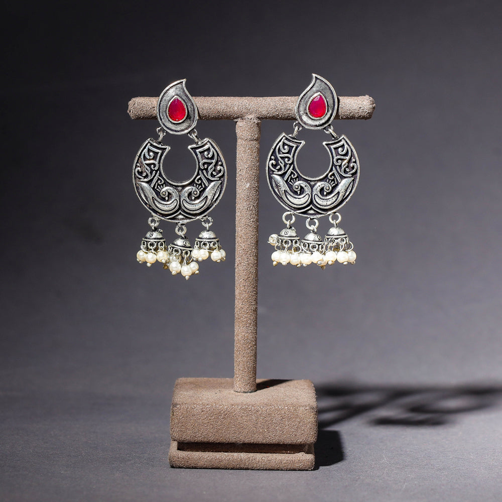 Antique Silver Finish Oxidized Brass Base Earrings