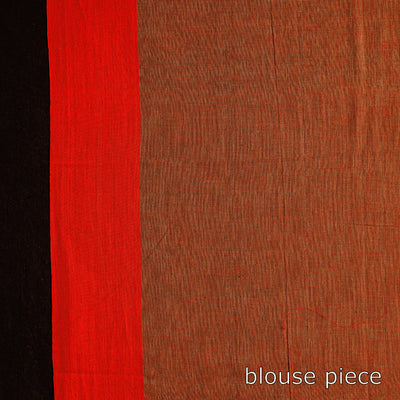 Brown - Bengal Woven Border Handloom Pure Cotton Saree