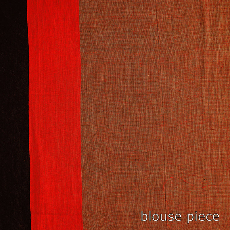 Brown - Bengal Woven Border Handloom Pure Cotton Saree