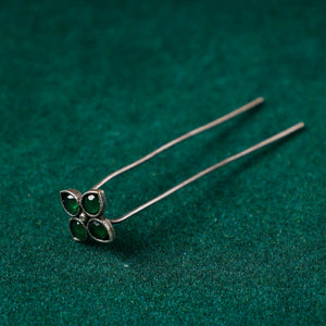 Antique Silver Finish Oxidised Brass Base Stone Work Juda Pin