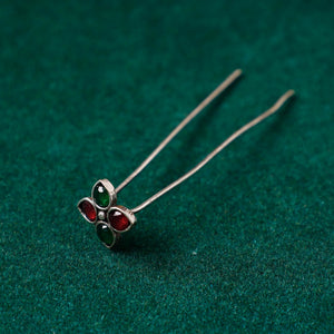 Antique Silver Finish Oxidised Brass Base Stone Work Juda Pin