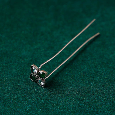 Antique Silver Finish Oxidised Brass Base Stone Work Juda Pin