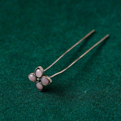 Antique Silver Finish Oxidised Brass Base Stone Work Juda Pin