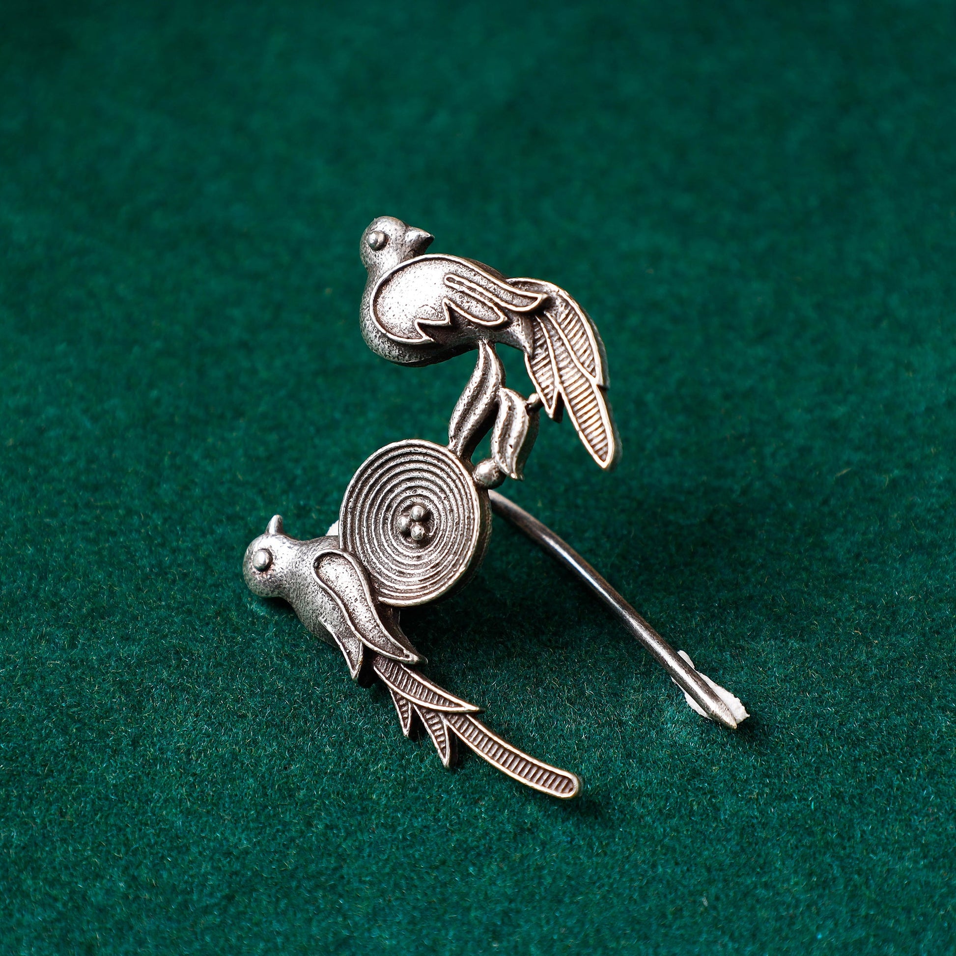 Antique Silver Finish Oxidised Brass Base Juda Pin