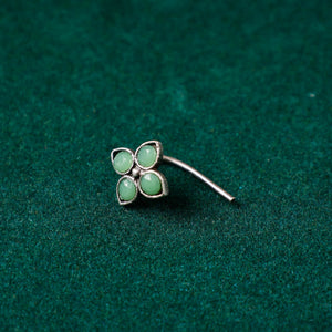 Antique Silver Finish Oxidised Brass Base Stone Work Juda Pin