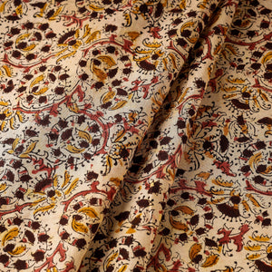 Beige - Pedana Kalamkari Block Printed Cotton Fabric