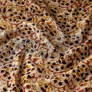Beige - Pedana Kalamkari Block Printed Cotton Fabric