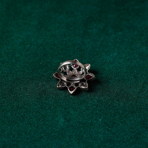 Antique Silver Finish Oxidised Brass Base Stone Work Ring (Adjustable)