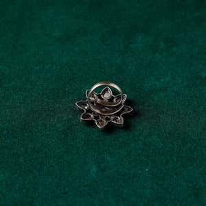 Antique Silver Finish Oxidised Brass Base Stone Work Ring (Adjustable)