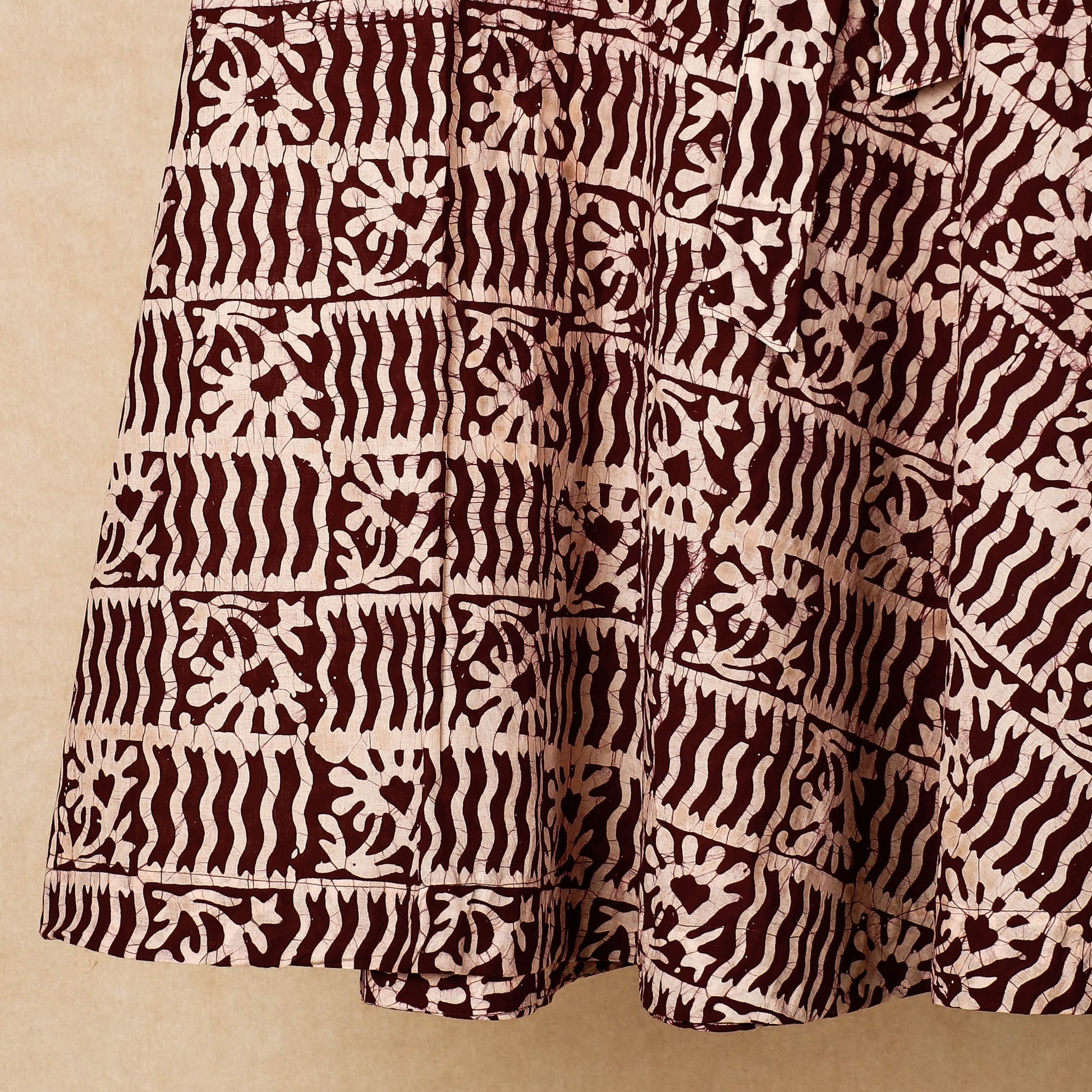 Brown - Hand Batik Printing Cotton Wrap Around Skirt