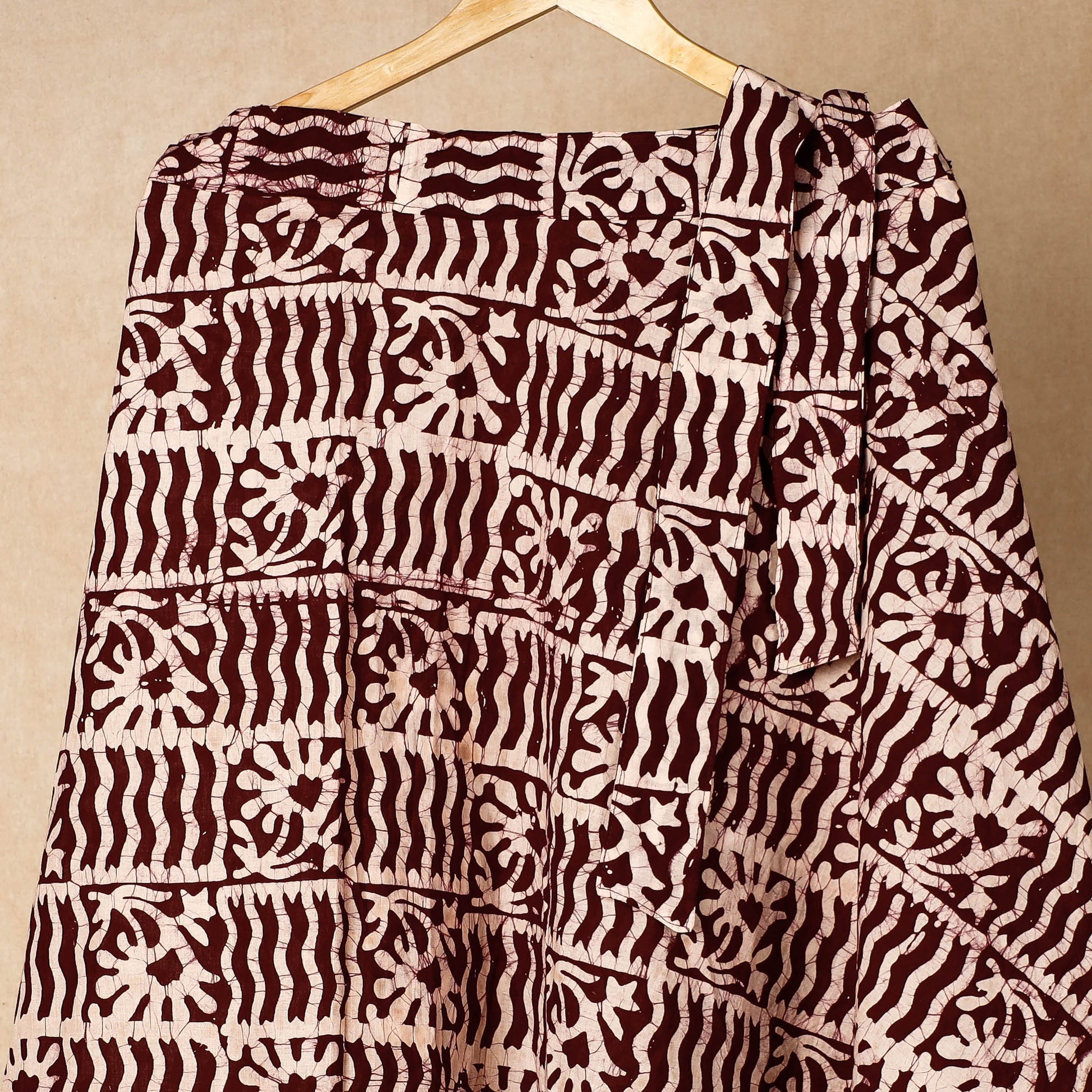 Brown - Hand Batik Printing Cotton Wrap Around Skirt