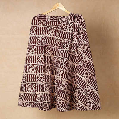 Brown - Hand Batik Printing Cotton Wrap Around Skirt