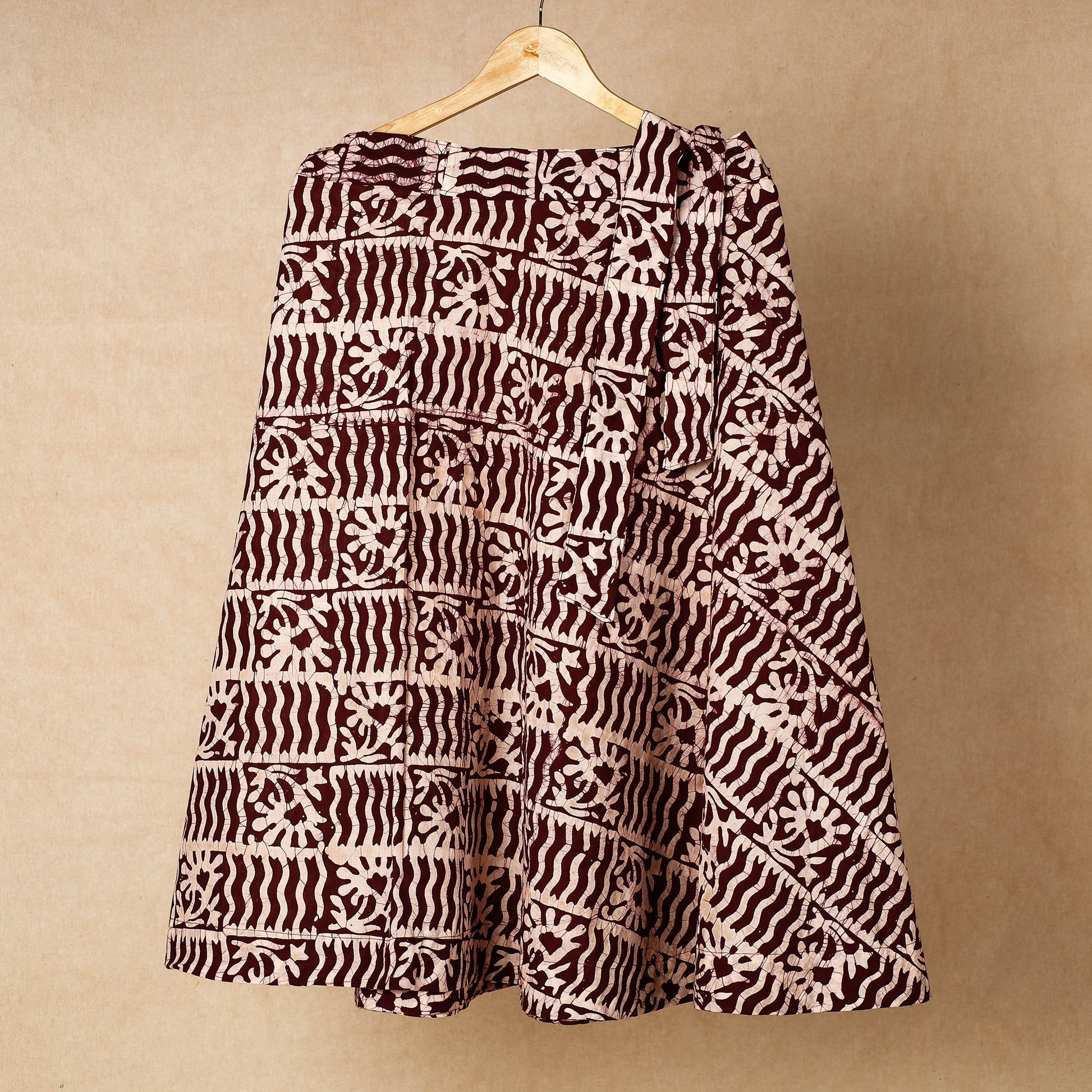 Brown - Hand Batik Printing Cotton Wrap Around Skirt