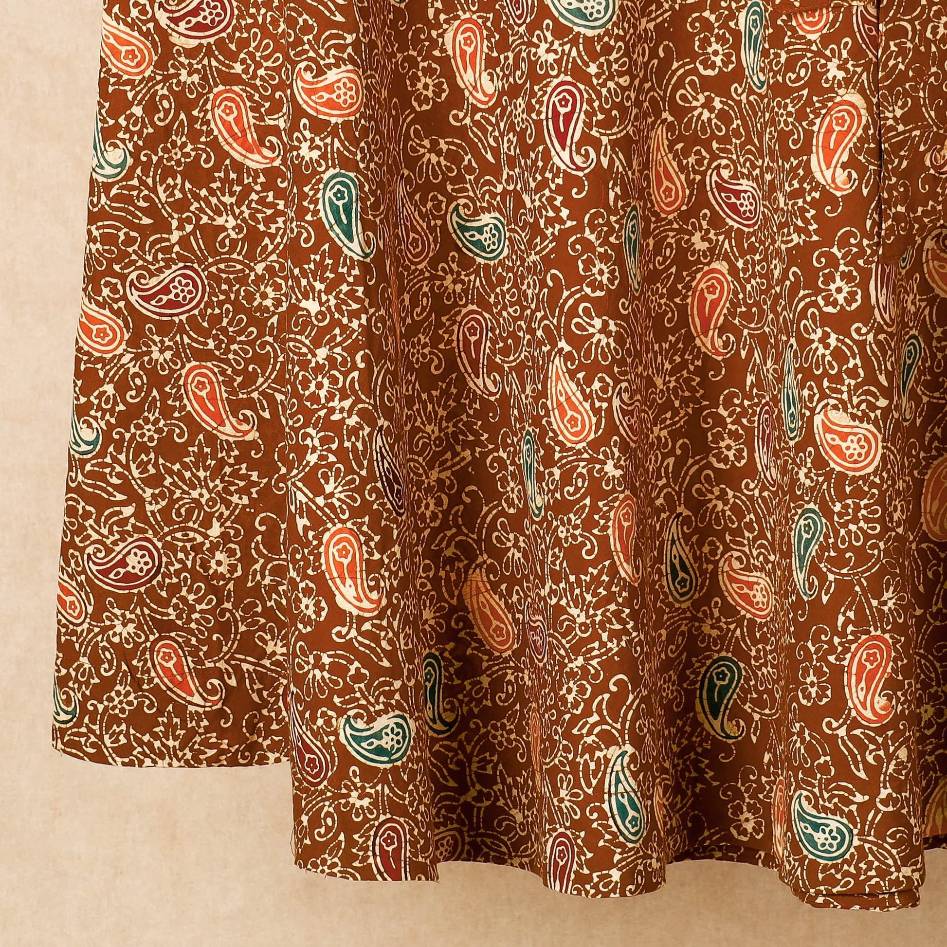 Brown - Hand Batik Printed Cotton Wrap Around Skirt