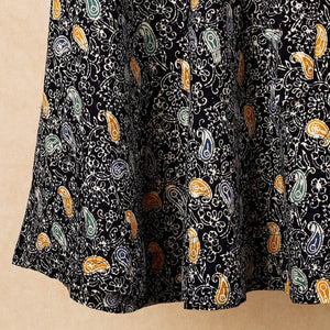Black - Hand Batik Printed Cotton Wrap Around Skirt