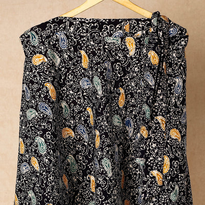 Black - Hand Batik Printed Cotton Wrap Around Skirt