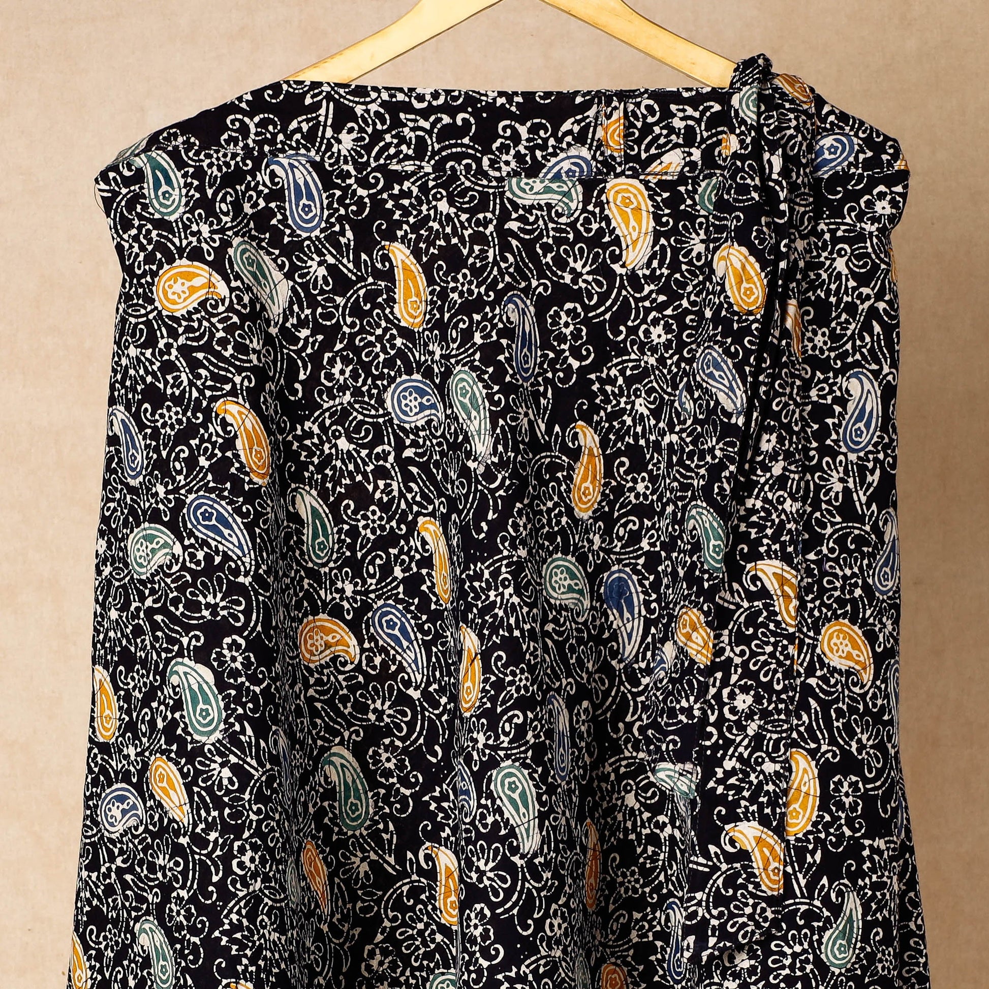 Black - Hand Batik Printed Cotton Wrap Around Skirt