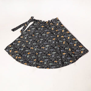 Black - Hand Batik Printed Cotton Wrap Around Skirt