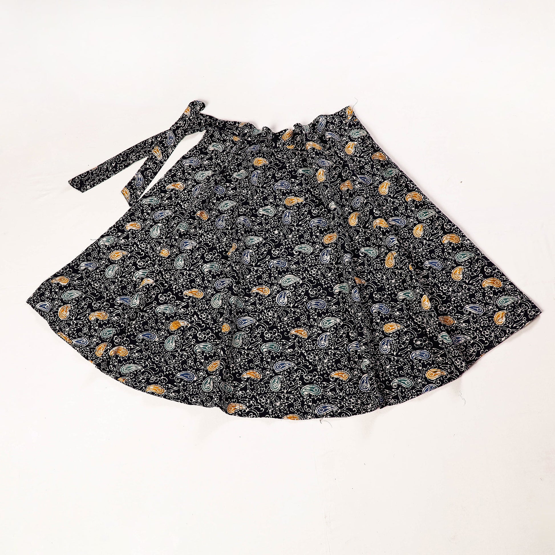 Black - Hand Batik Printed Cotton Wrap Around Skirt