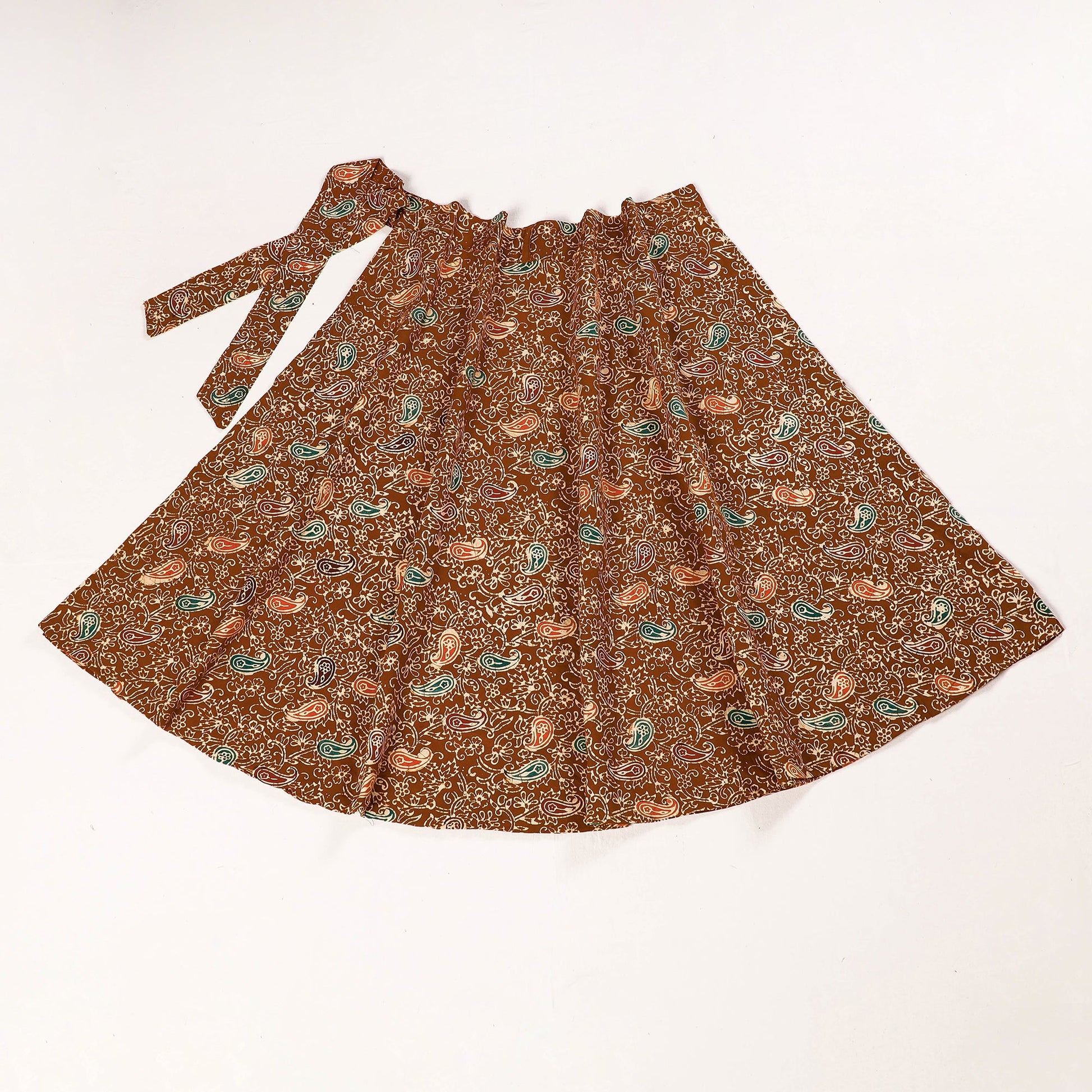 Brown - Hand Batik Printed Cotton Wrap Around Skirt