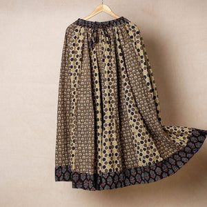 Brown - 24 Kali Ajrakh Block Printed Patchwork Cotton Long Skirt