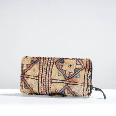 Beige - Banjara Vintage Embroidery Mirror Work Wallet